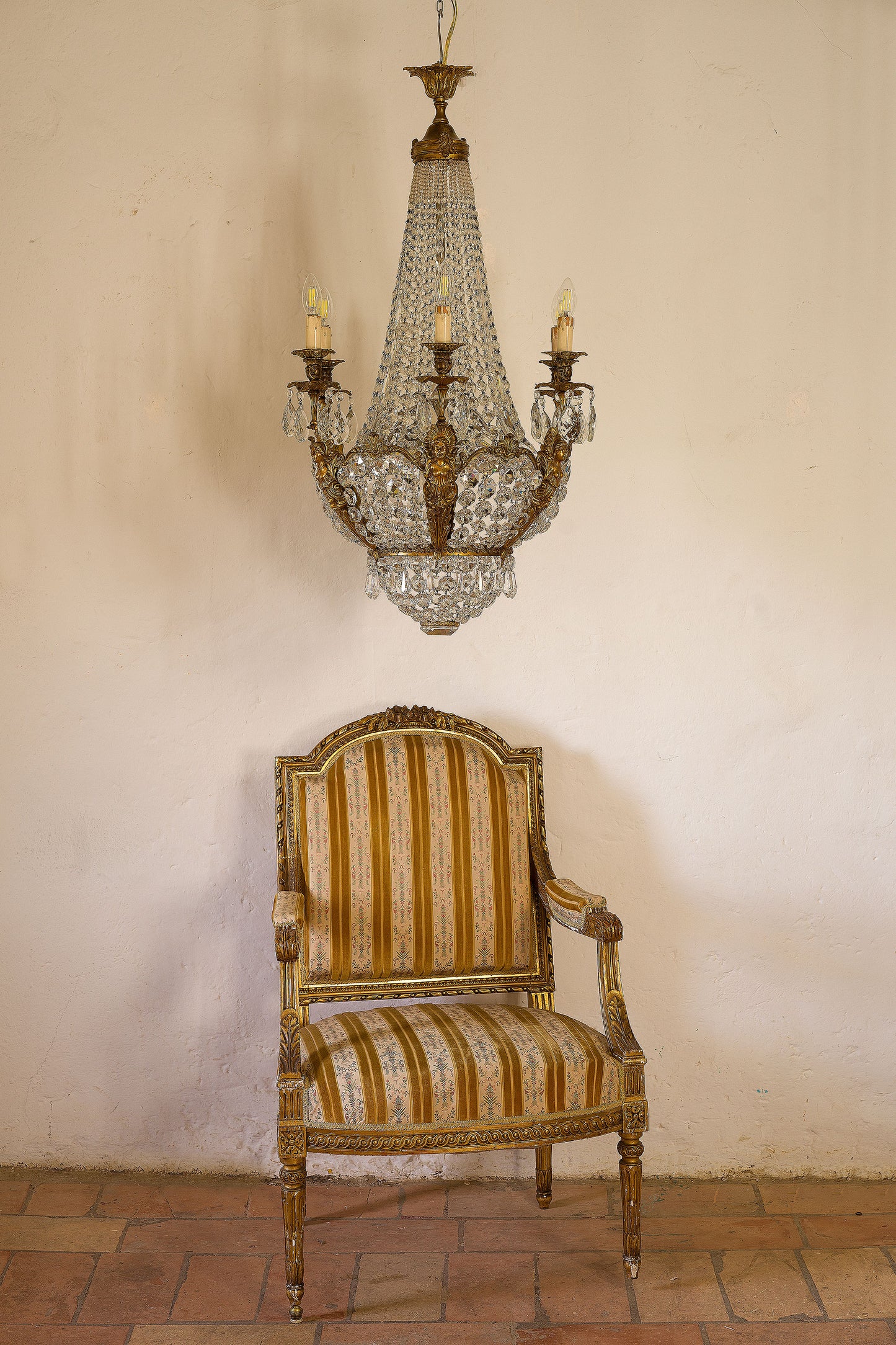 Lampadario Stile Impero Cristalli Pendenti-Lo Stile Italiano