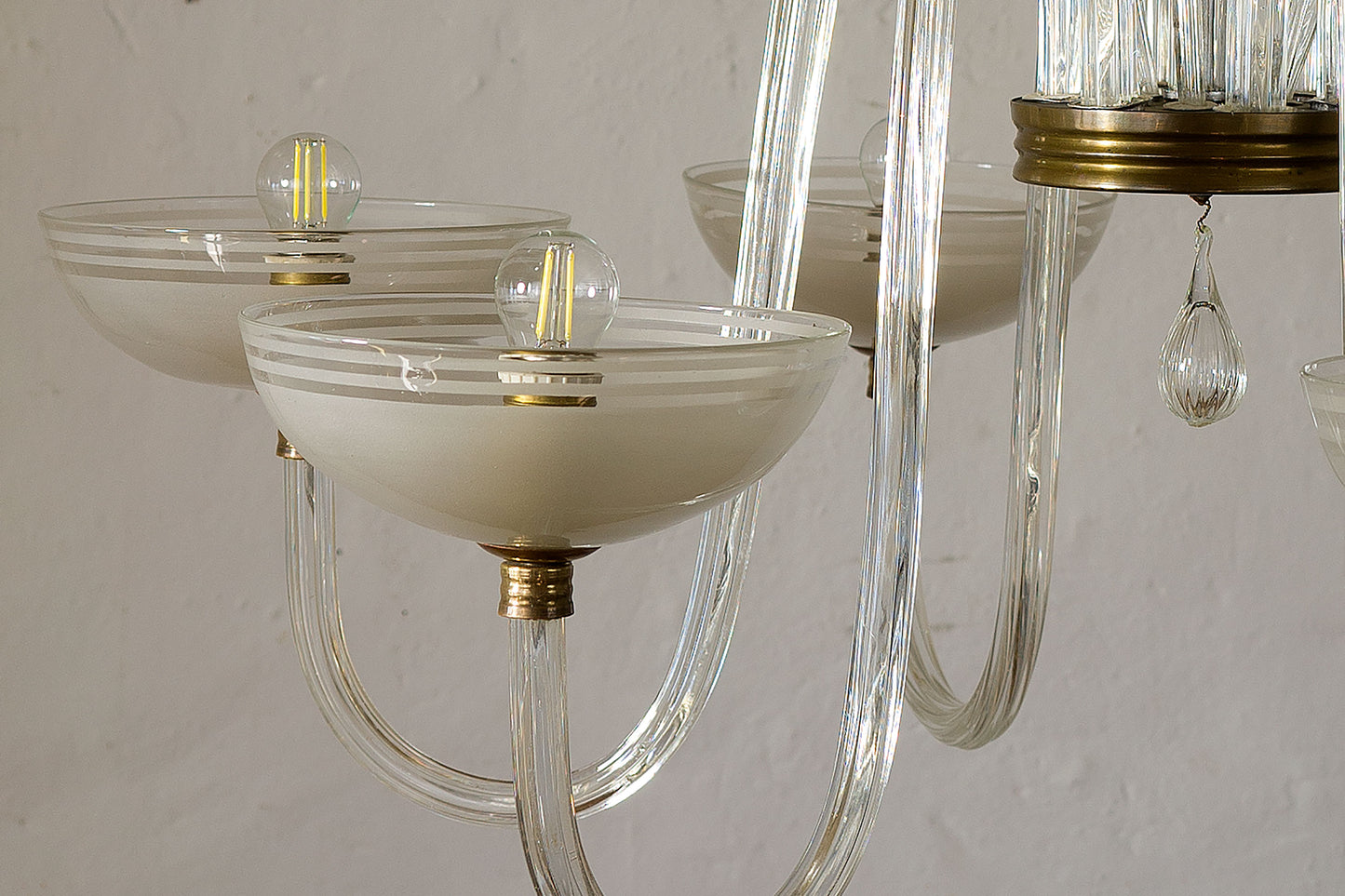 Grande lampadario Archimede Seguso in vetro di Murano, anni '40, Art Deco - Lo Stile Italiano