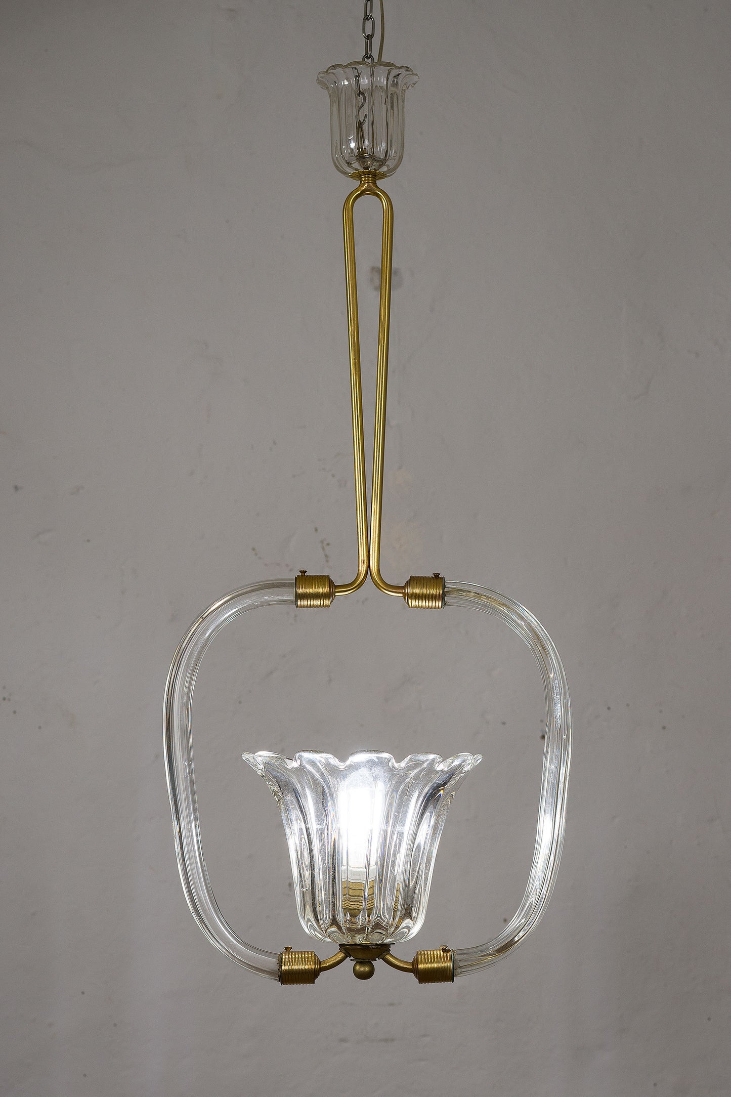 Antico Lampadario in vetro di Murano Archimede Seguso, anni '30 Art Déco, 1 luce - Lo Stile Italiano