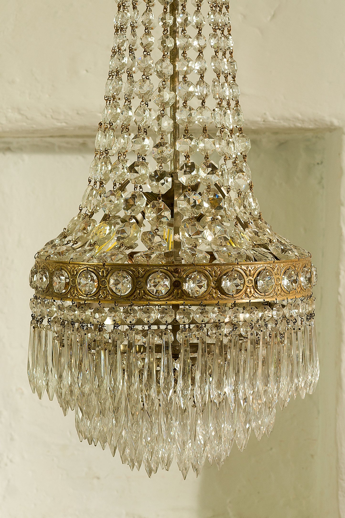 Lampadario vintage di cristallo in stile impero-Lo Stile Italiano