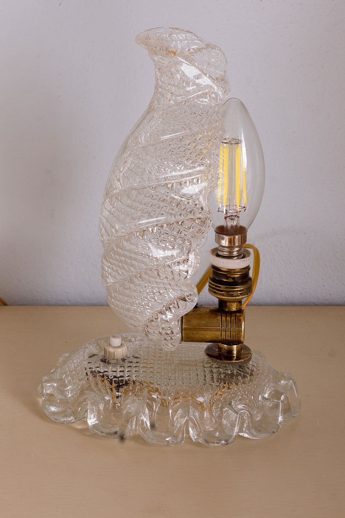 Coppia di lampade da tavolo (Abat Jour ) Barovier & Toso in vetro di Murano, Vintage - Lo Stile Italiano