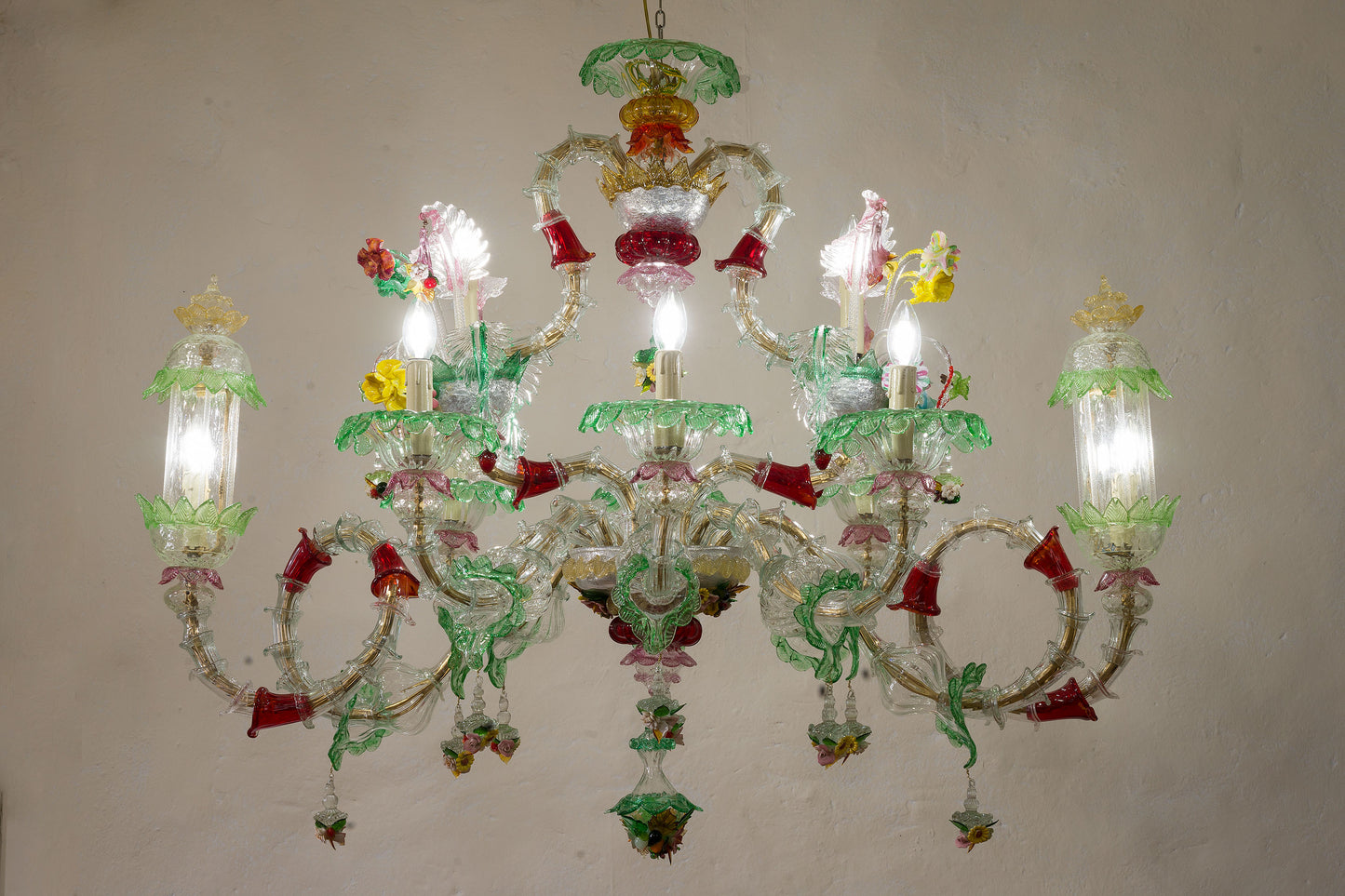 Antico Lampadario di Murano Ca' Rezzonico a Gondola, 10 luci - Periodo primi '900 - Lo Stile Italiano