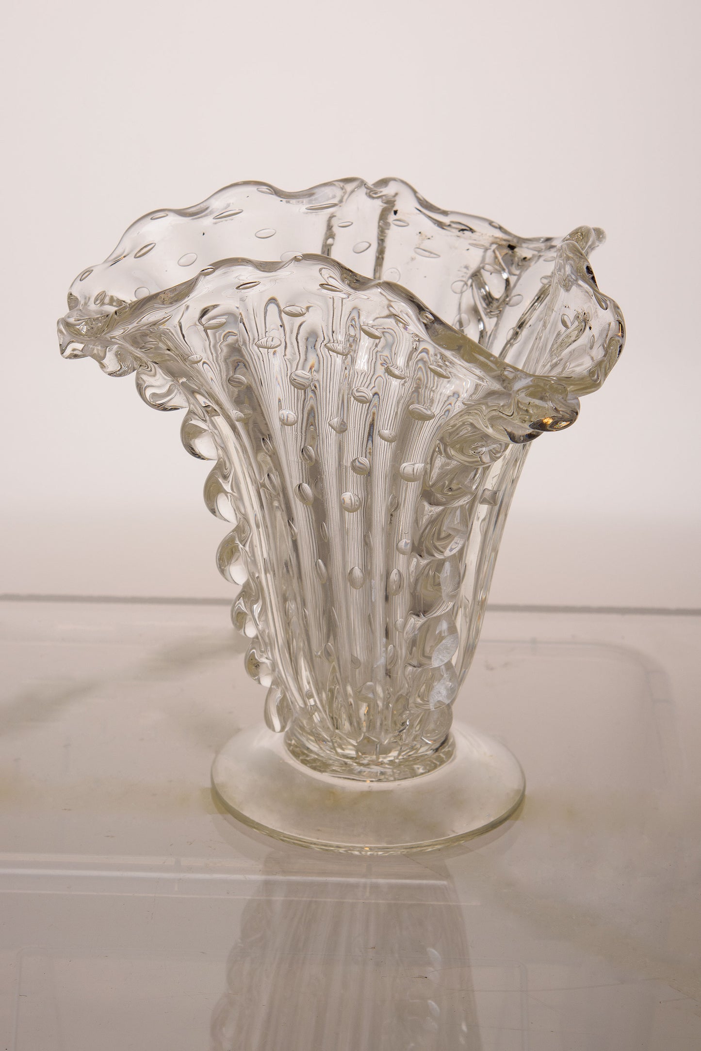 Vaso Barovier e Toso in vetro cristallo Veneziano “Bullicante” - Murano anni '30 - Lo Stile Italiano