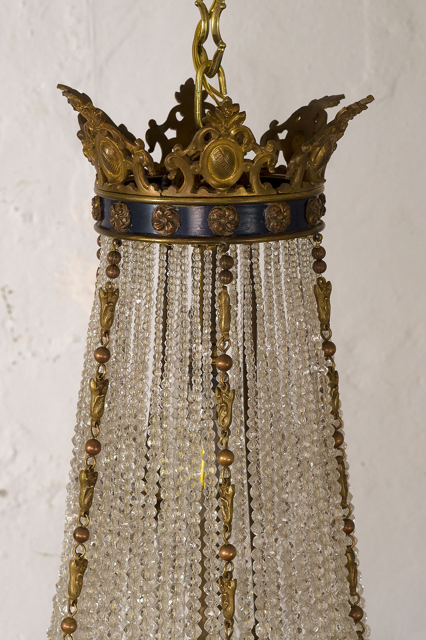 Antico lampadario Impero in bronzo con 15 luci, periodo fine 800, Belle Époque - Lo Stile Italiano