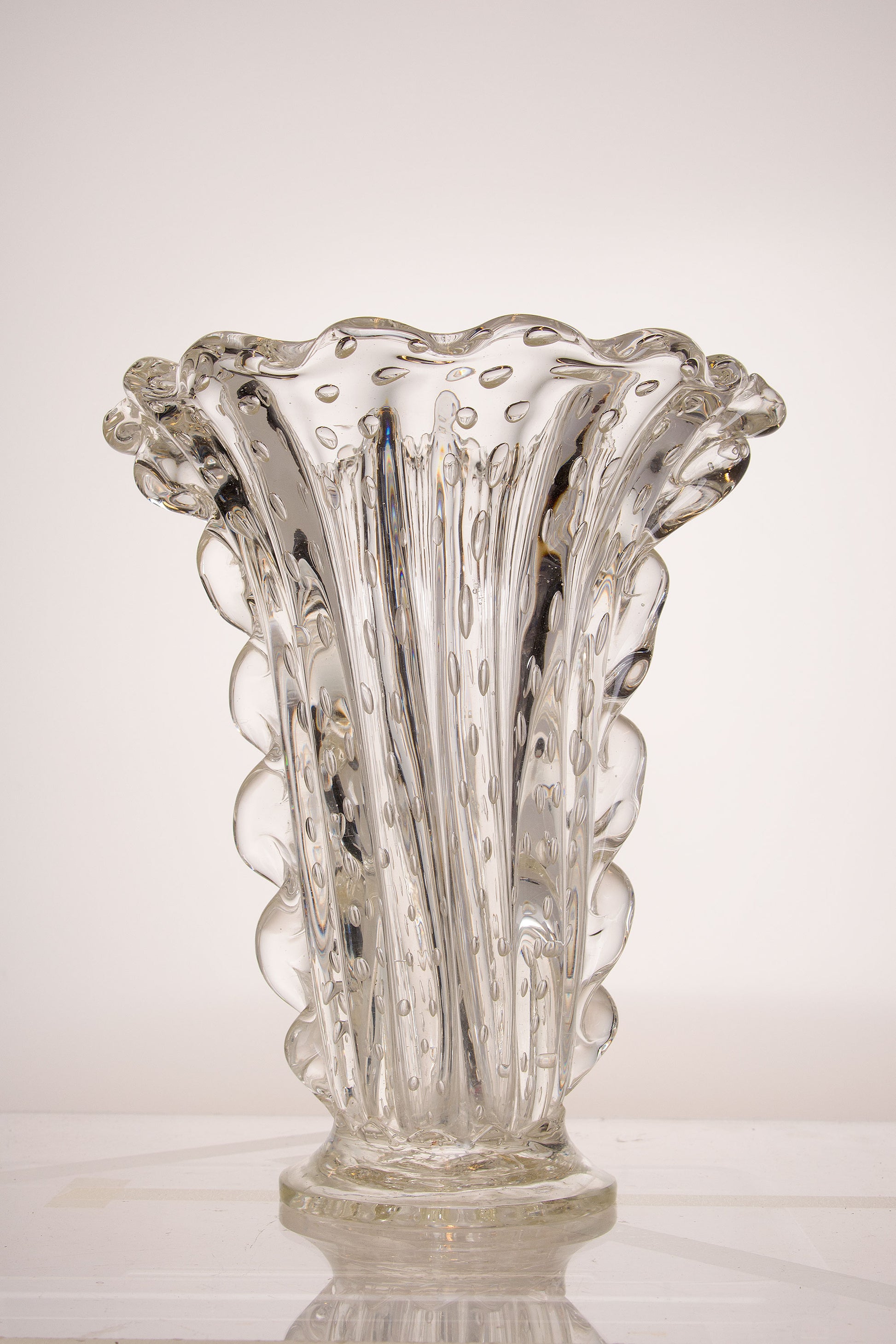 Vaso Barovier e Toso in vetro cristallo di Murano, anni '30 periodo Art Dèco - Lo Stile Italiano