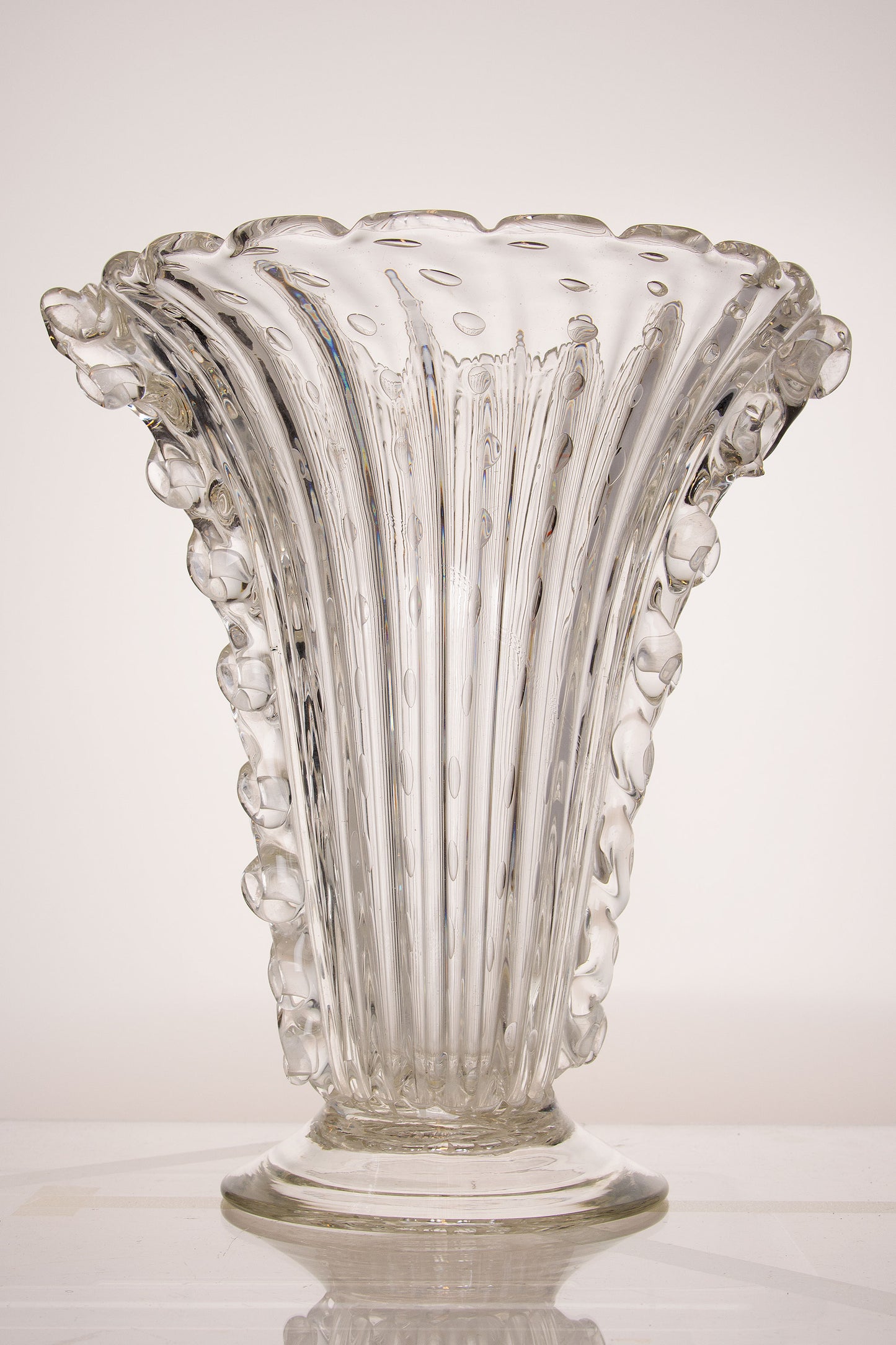 Vaso Barovier e Toso in vetro cristallo di Murano “Bullicante” anni '30, Art Déco - Lo Stile Italiano