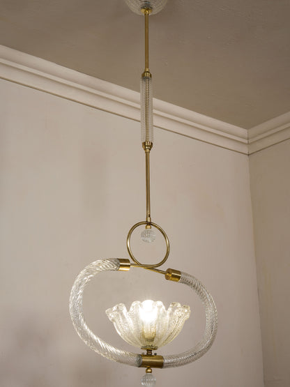Coppia di lampadari in vetro soffiato di Murano anni ’40 - Barovier & Toso