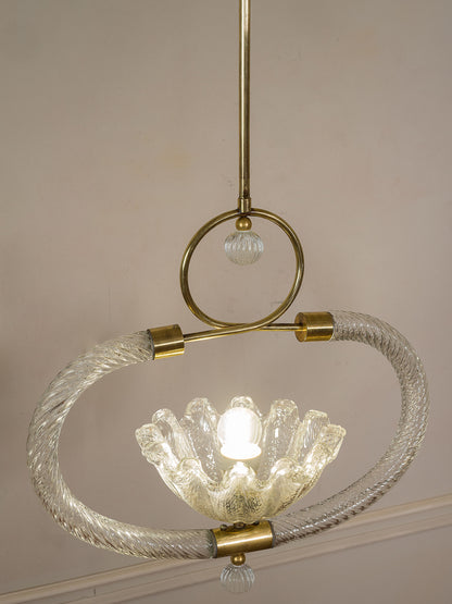 Coppia di lampadari in vetro soffiato di Murano anni ’40 - Barovier & Toso