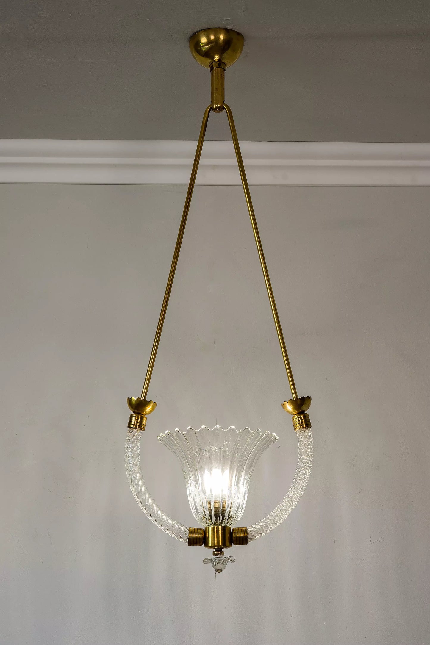 Lampadario Art Déco Barovier & Toso, Vetro Murano anni '30-Lo Stile Italiano