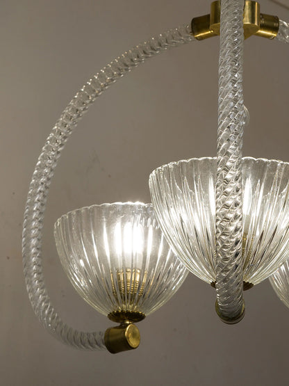 Lampadario Vintage anni '40 in vetro soffiato di Murano a 3 luci | Lo Stile Italian