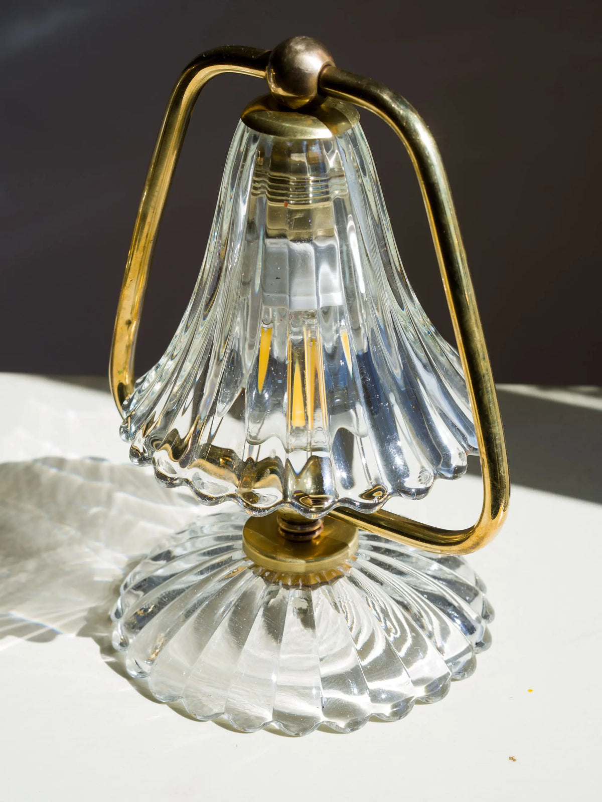 Lampada da camera Vintage in vetro trasparente, con telaio in ottone | Lo Stile Italiano