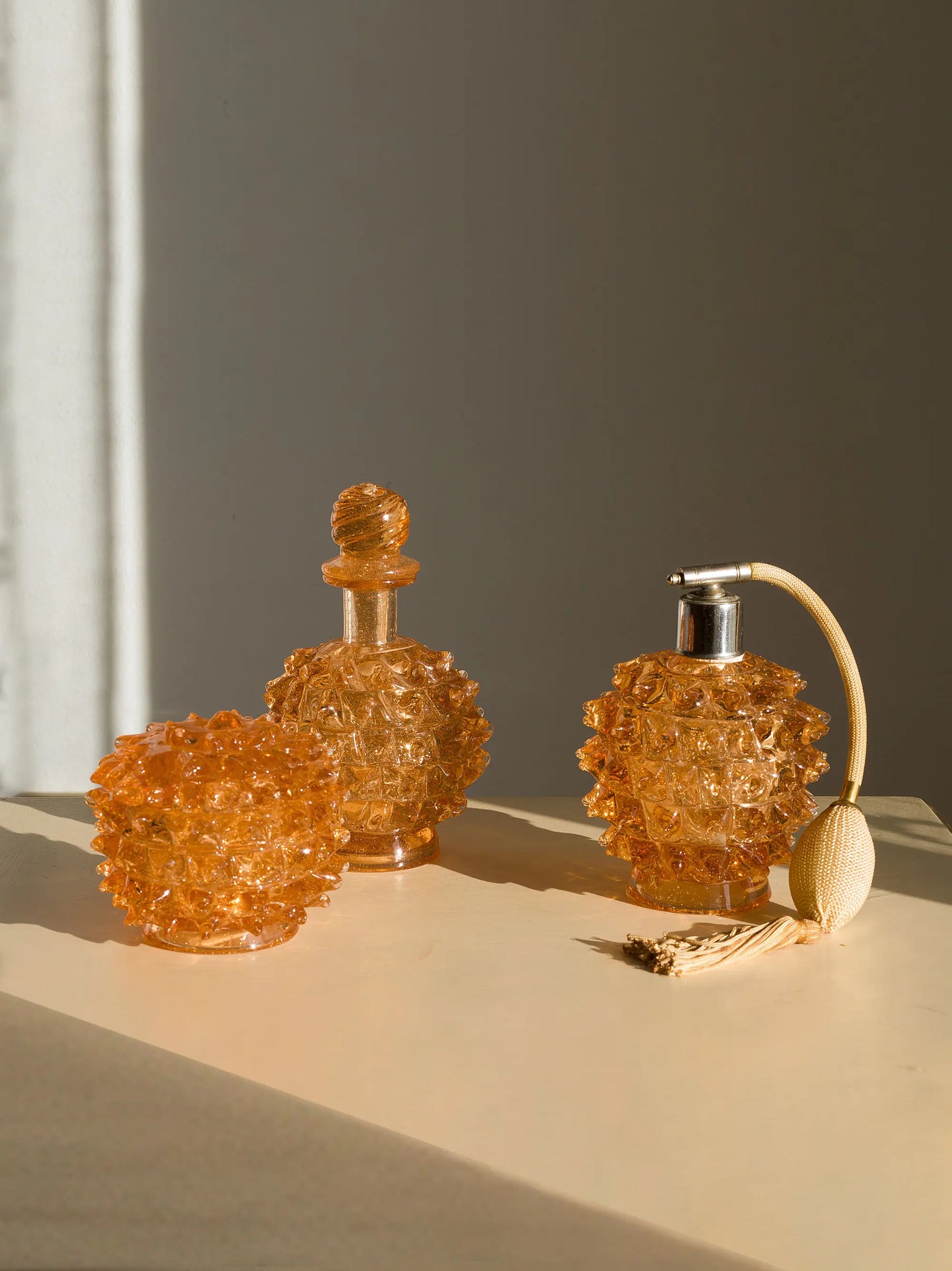 Set da Toeletta Vintage in Vetro di Murano Rostrato Barovier & Toso Anni ’30