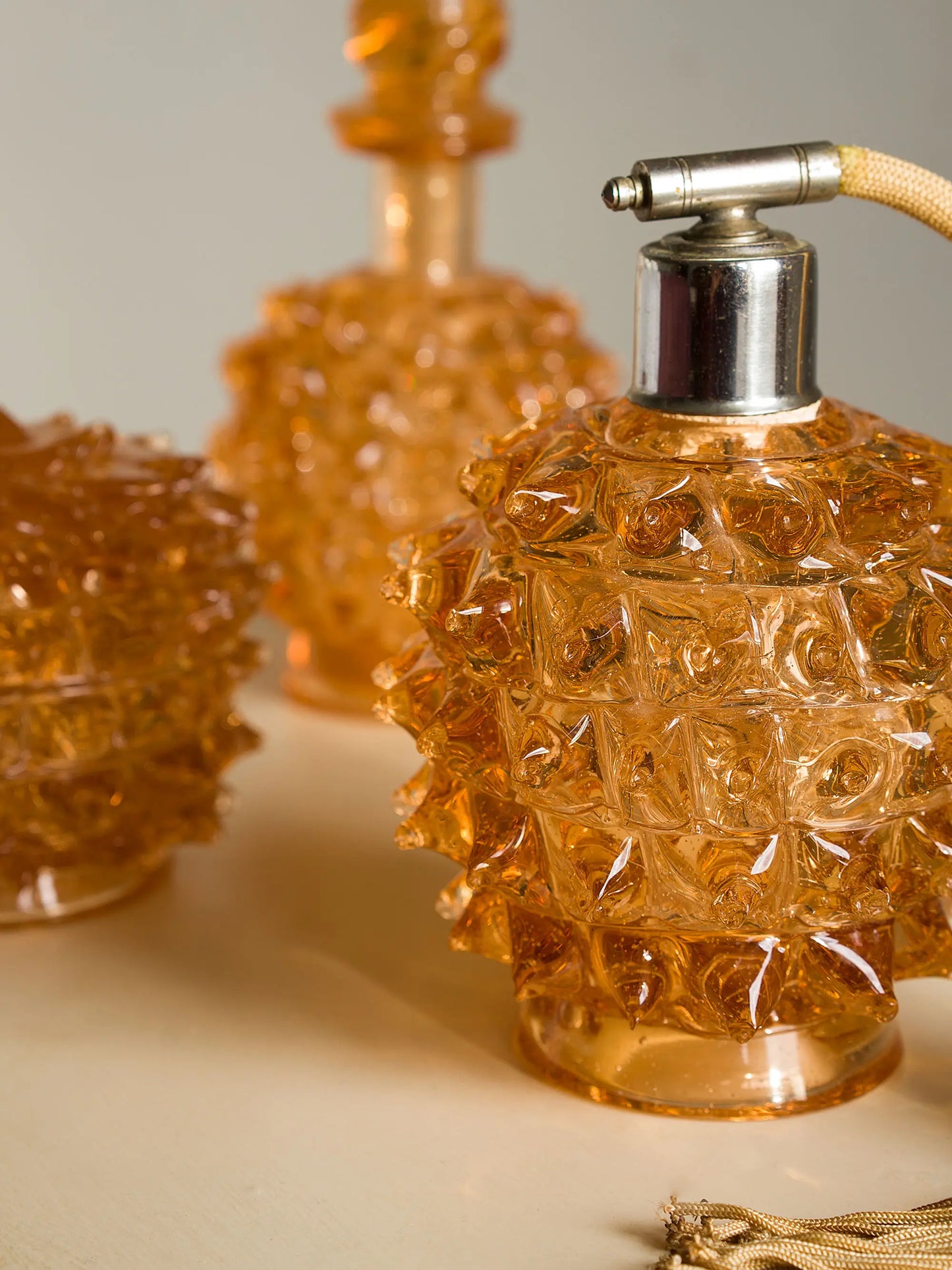 Set da Toeletta Vintage in Vetro di Murano Rostrato Barovier & Toso Anni ’30