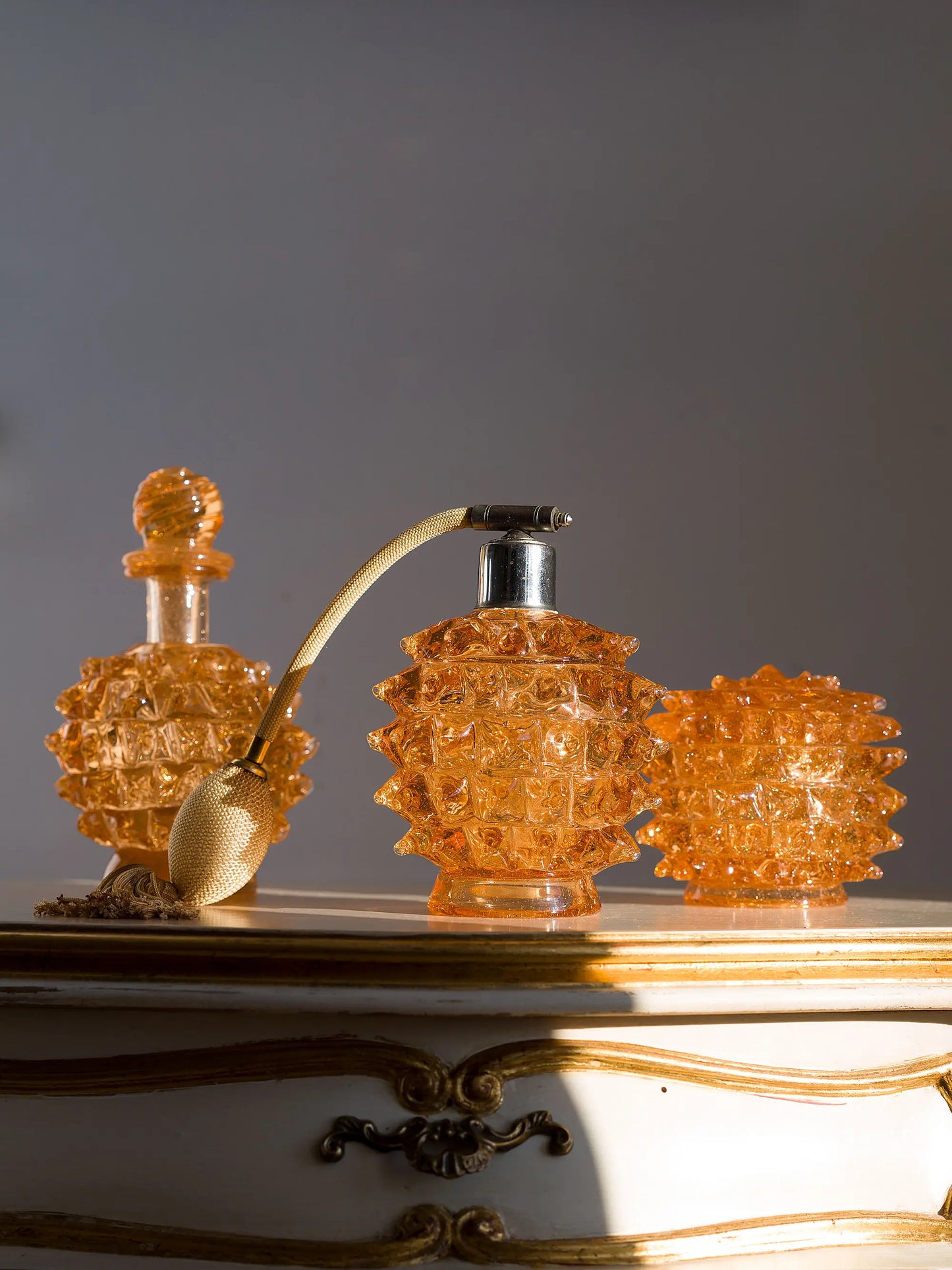 Set da Toeletta Vintage in Vetro di Murano Rostrato Barovier & Toso Anni ’30