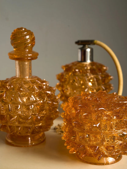 Set da Toeletta Vintage in Vetro di Murano Rostrato Barovier & Toso Anni ’30