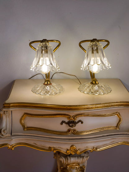 Coppia di Abat-Jour Barovier e Toso in vetro rigadin| Lo Stile Italiano
