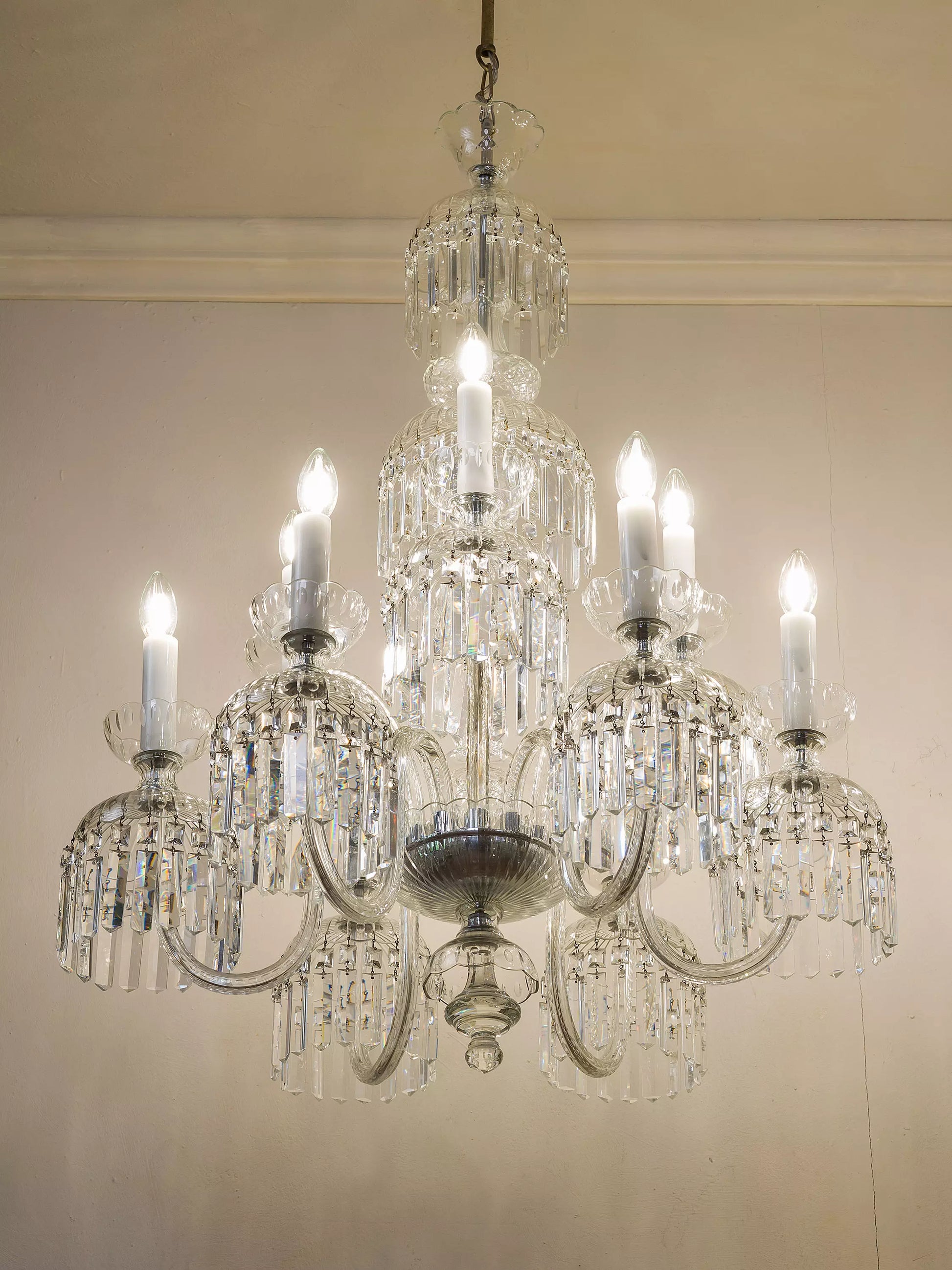 Lampadario Cristallo di Boemia, 9 luci, vintage anni'50 - Lo Stile Italiano
