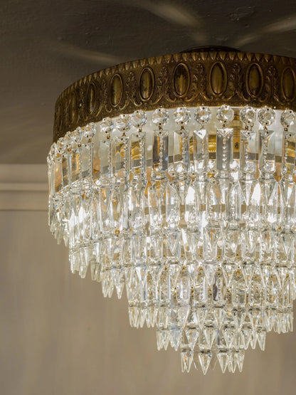 Plafoniera Vintage Stile Impero in bronzo con gocce pendenti, 4 luci | Lo Stile Italiano