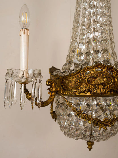 Lampadario Impero in Cristallo Molato e bronzo a nove luci. | Lo Stile Italiano
