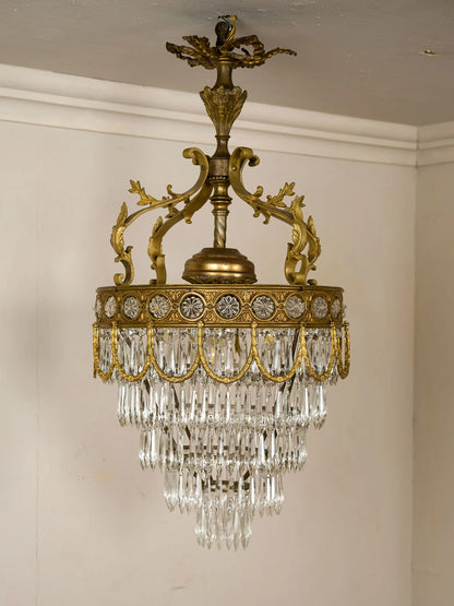 Lampadario francese Impero di cristallo dei primi decenni del Novecento | Lo Stile Italiano