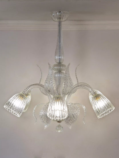 Lampadario Elegante in vetro soffiato veneziano. | Lo Stile Italiano
