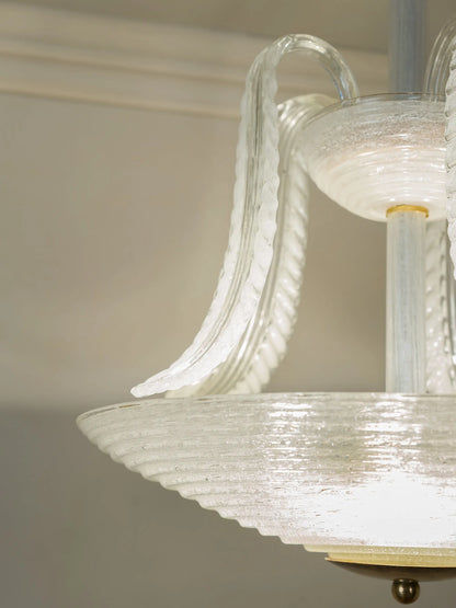 Illuminazione di lusso vintage: lampadario in vetro soffiato pulegoso di Seguso | Lo Stile Italiano