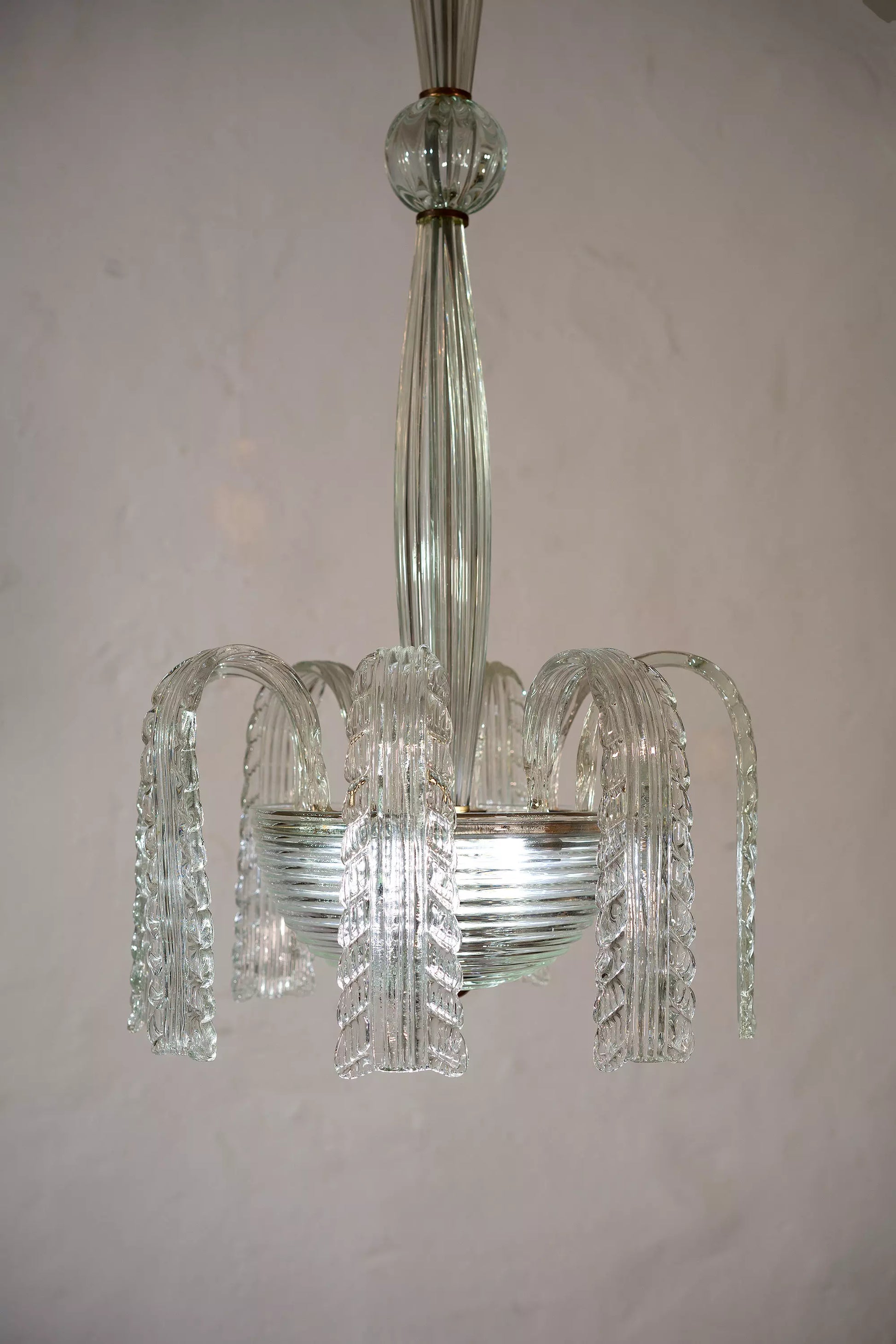 Lampadario Venini in Vetro di Murano degli Anni '30 con 3 Luci. | Lo Stile Italiano