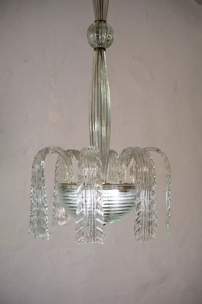 Lampadario Venini in Vetro di Murano degli Anni '30 con 3 Luci. | Lo Stile Italiano