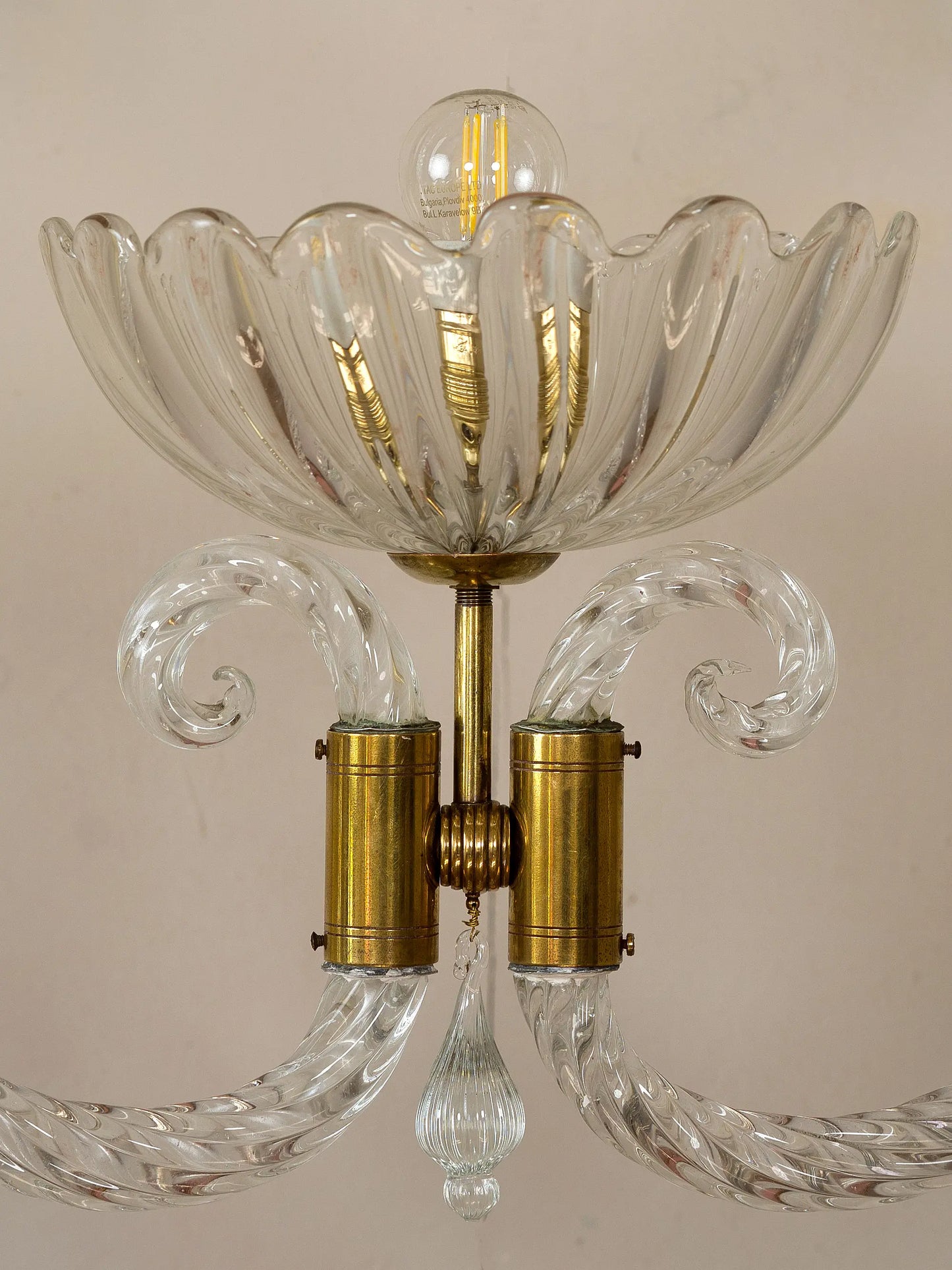Lampadario Barovier & Toso in vetro soffiato. Barovier & Toso blown glass chandelier. Lustre Barovier & Toso. Barovier-&-Toso-Kronleuchter. Lámpara Barovier & Toso.