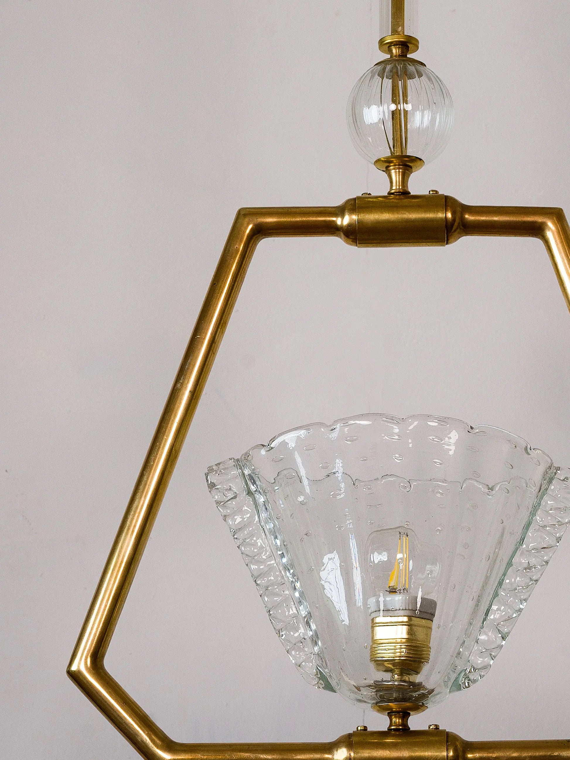 Dettaglio frontale lampadario Vinatge in vetro Bullicante veneziano | Lo Stile Italiano