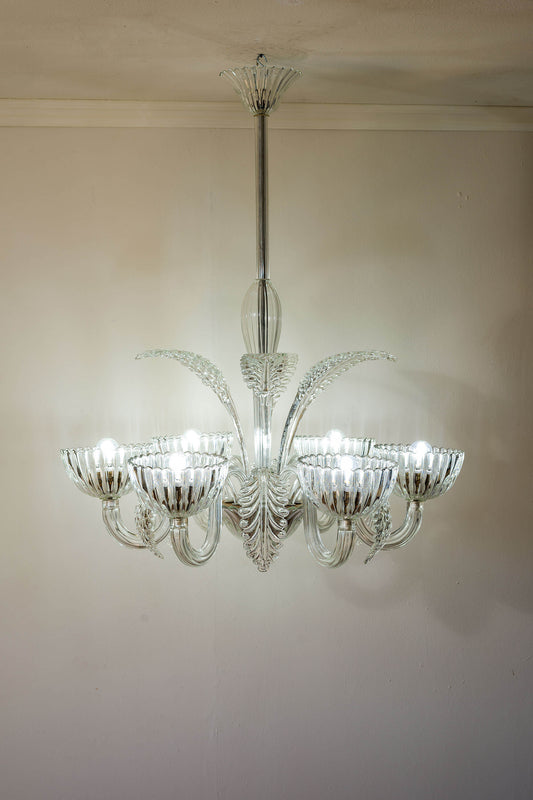 Grande lampadario di Murano Barovier & Toso in vetro di Murano, 6 Luci. | LO Stile Italiano