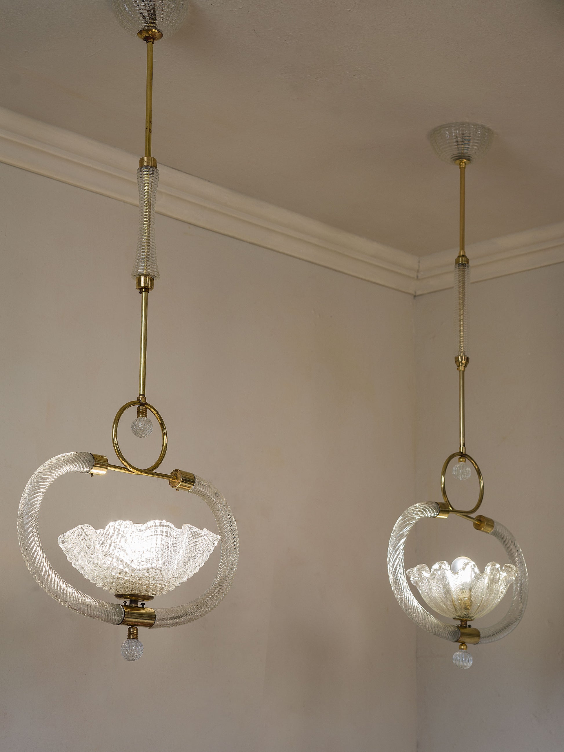 Coppia lampadari Barovier & Toso anni 40 | Lo Stile Italiano