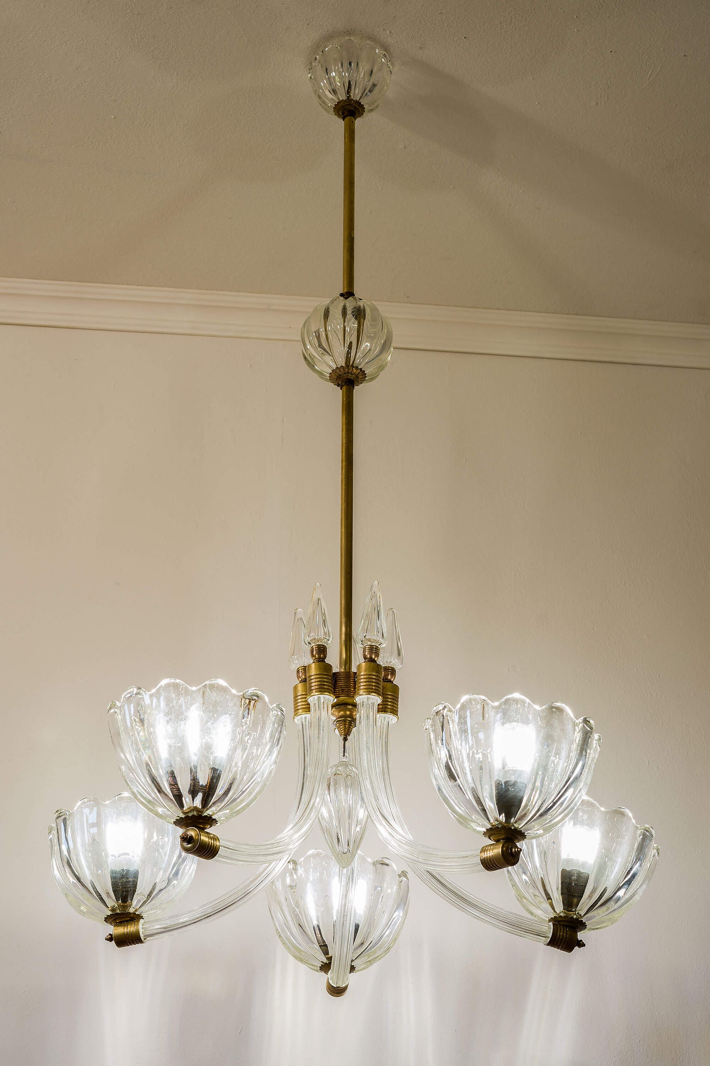 Lampadario Art Déco Barovier & Toso in vetro di Murano.  Design italiano degli anni '40. | Lo Stile Italiano