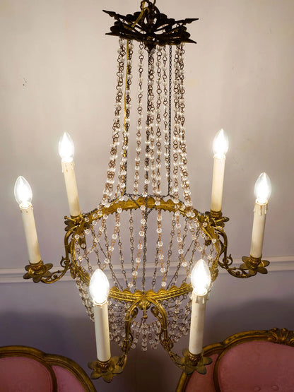 Lampadario Francese antico a 6 luci | Lo Stile Italiano