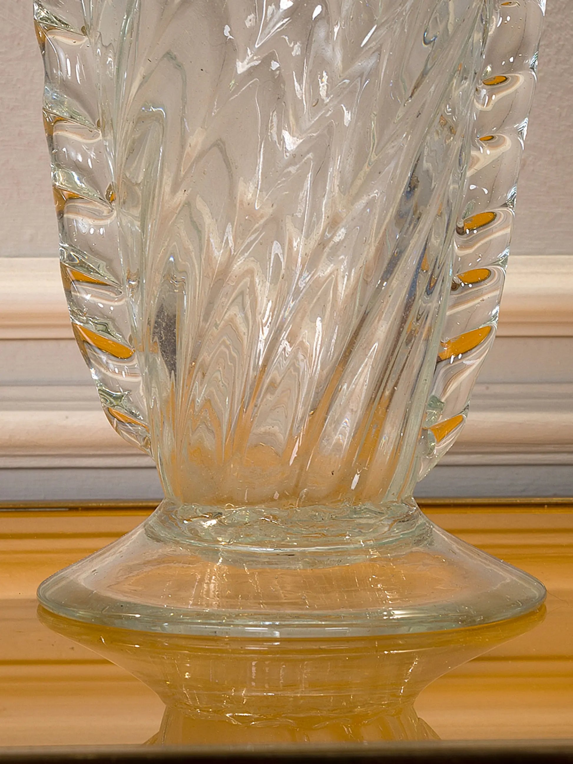 Vaso artigianale vintage in cristallo veneziano lavorato a Torciglione | Lo Stile Italiano