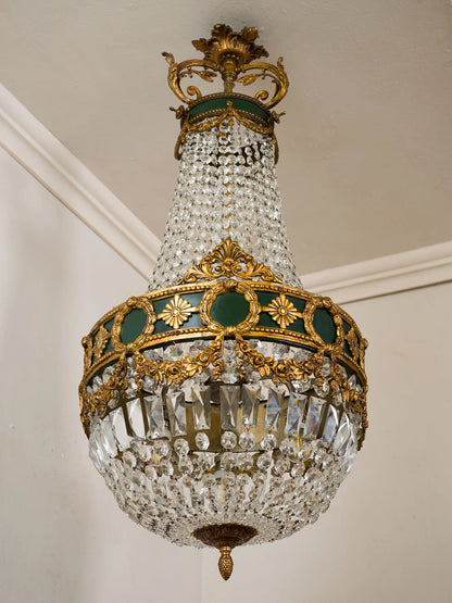 Grande lampadario  con gocce di cristallo molato | Lo Stile Italiano