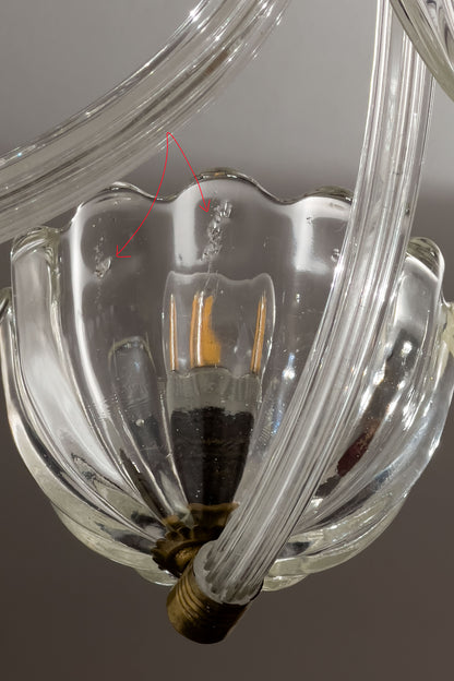 Art Deco Barovier & Toso chandelier in Murano glass. Italian design from the 1940s