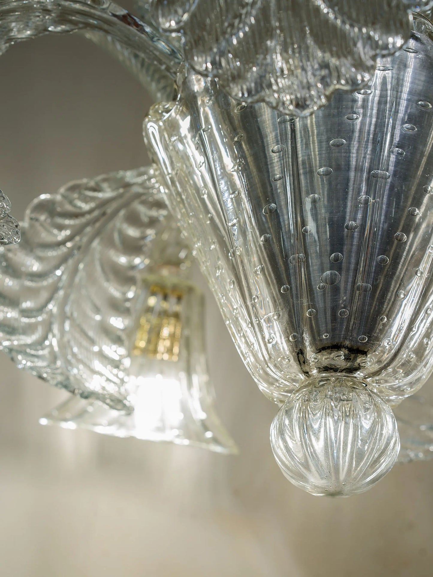 Lampadario vintage anni ’40 in vetro di Murano bullicante Barovier & Toso. | Lo-Stile-Italiano