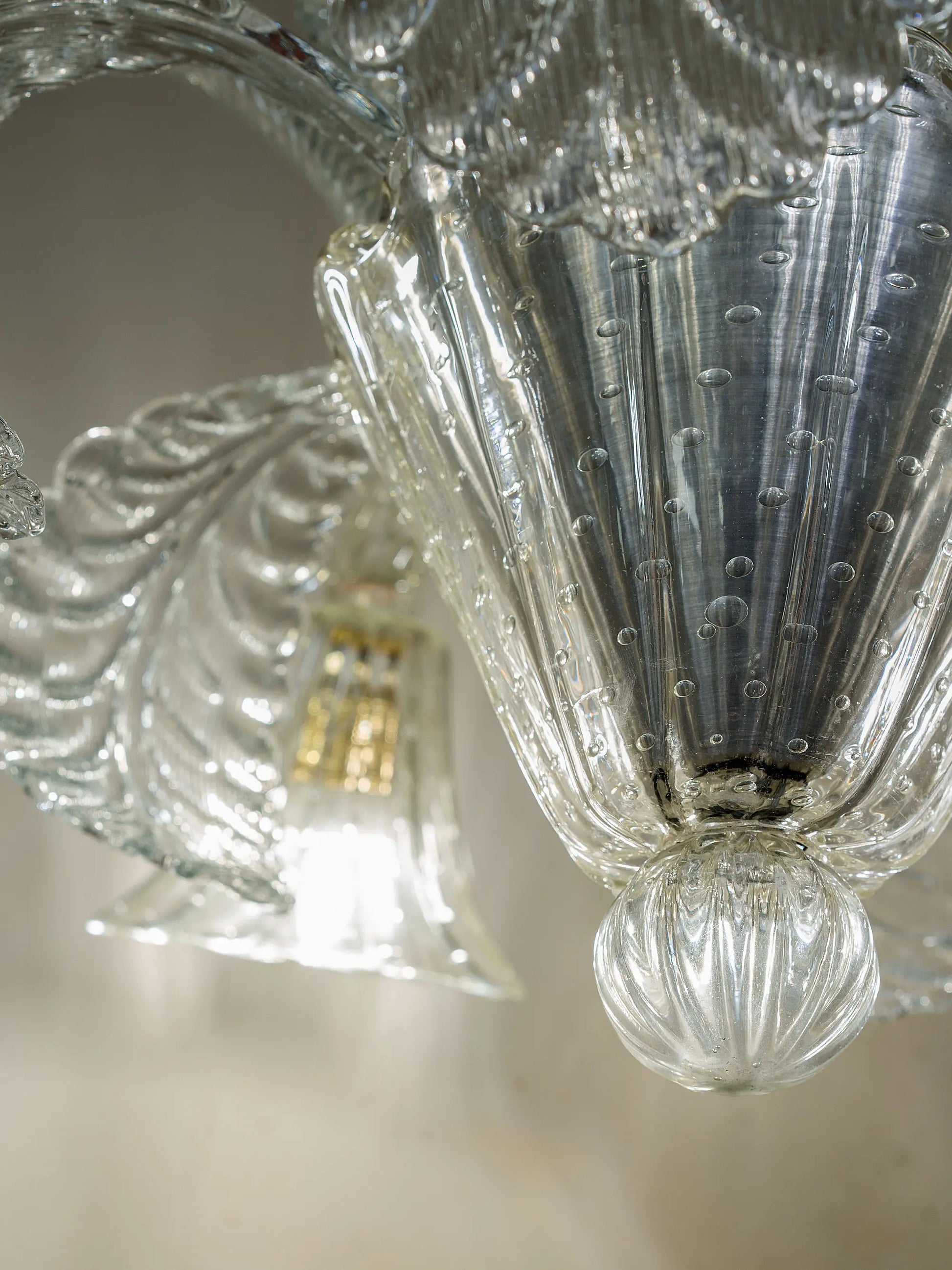Lampadario vintage anni ’40 in vetro di Murano bullicante Barovier & Toso. | Lo-Stile-Italiano