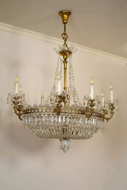 Lampadario Stile Impero anni '40 con gocce di cristallo pendenti.| Lo Stile Italiano
