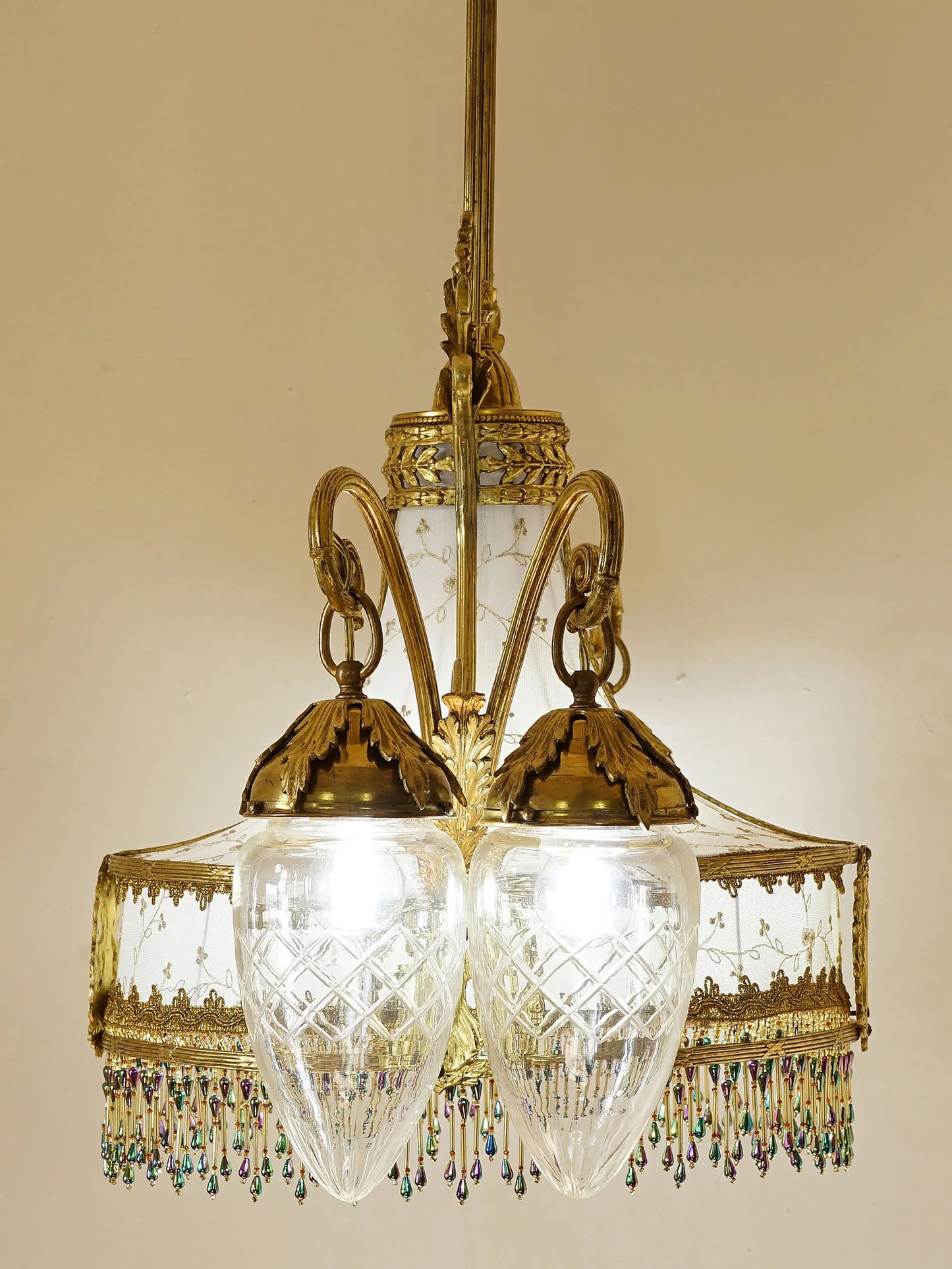Lampadario antico Art Nouveau in ottone. |Lo Stile Italiano