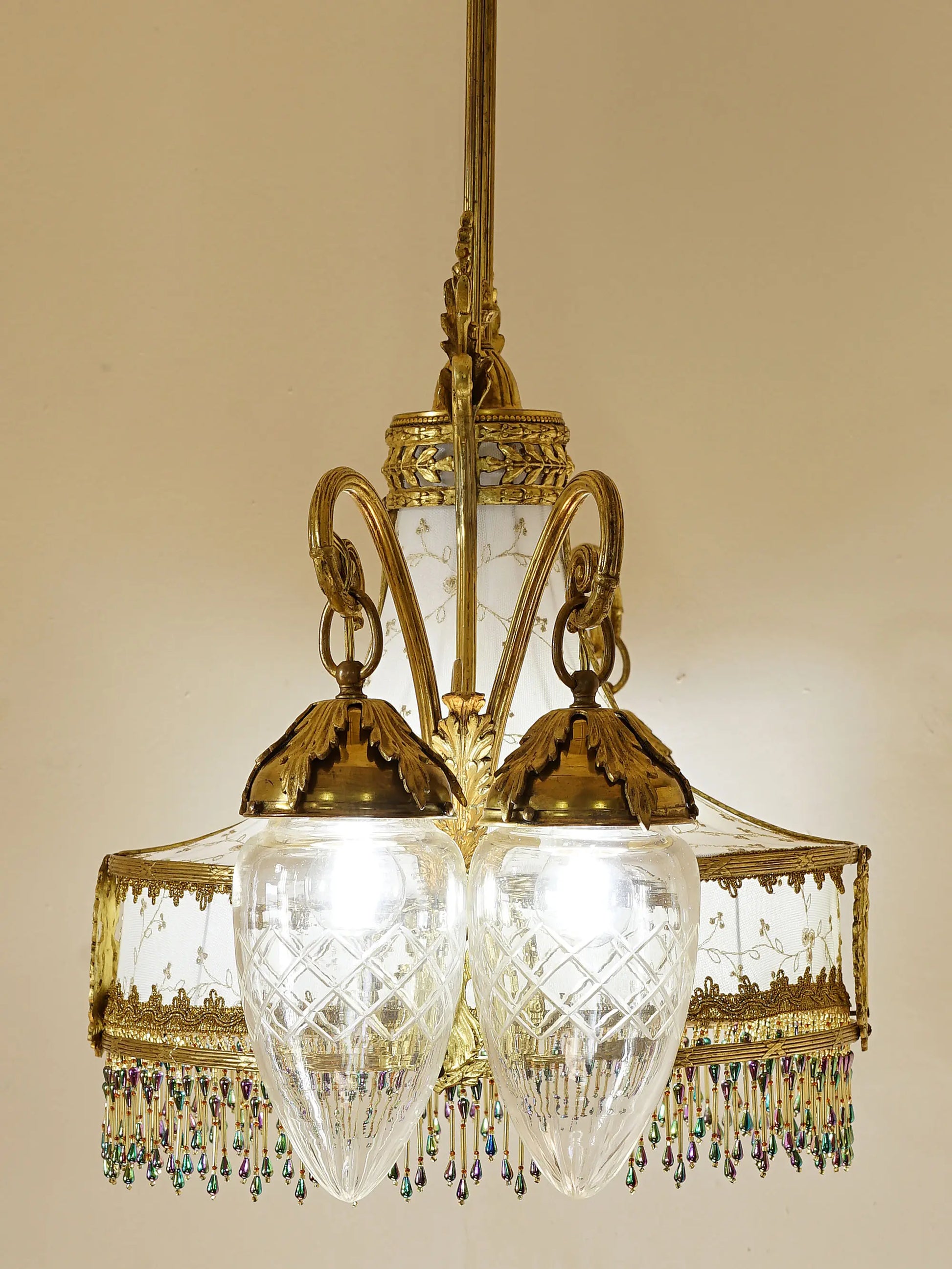 Lampadario antico Art Nouveau in ottone. |Lo Stile Italiano