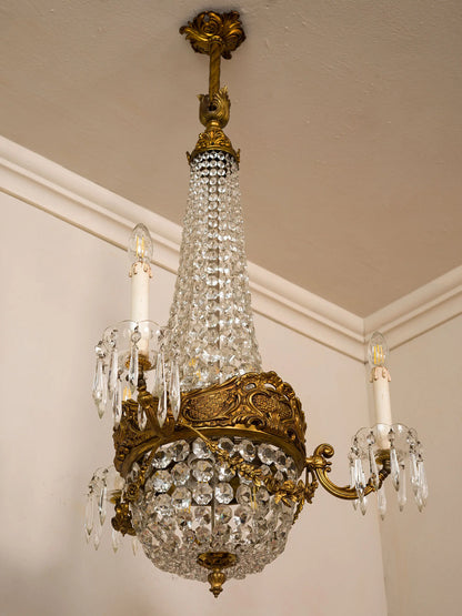 Lampadario vintage anni 30 in stile impero con decori Neoclassici. | Lo Stile Italiano