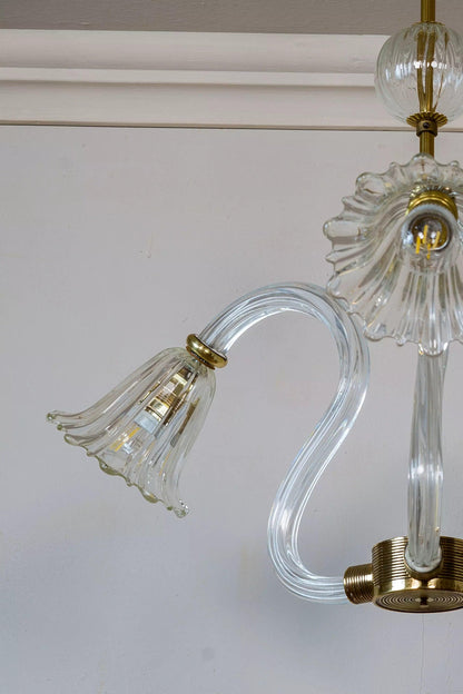 Murano Art Deco Chandelier, Ercole Barovier & Toso, 3 Lights, 1930s.