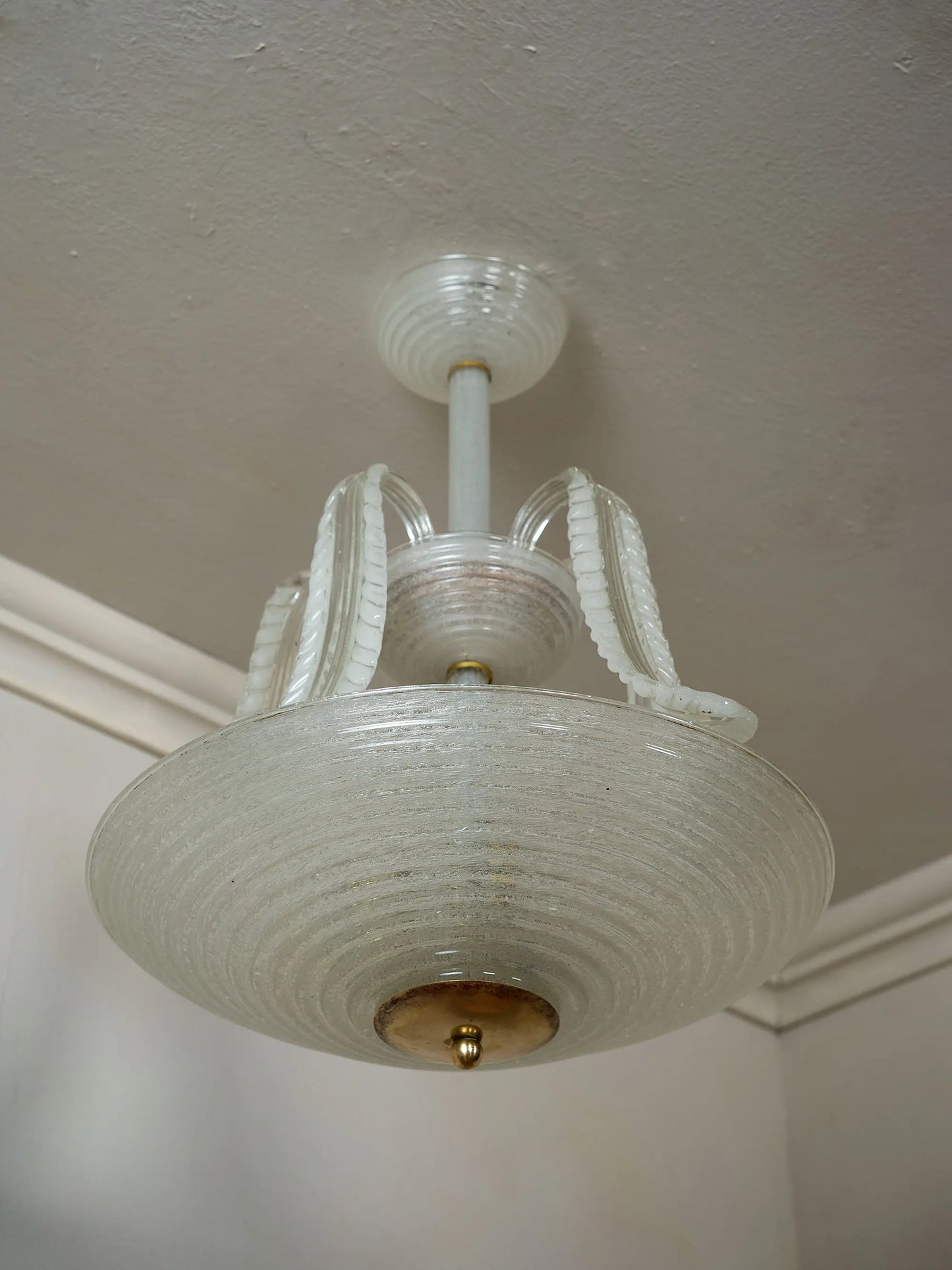 Lampadario vintage Art Déco in vetro di Murano attribuito a Seguso Vetri d'Arte anni '30 | Lo Stile Italiano