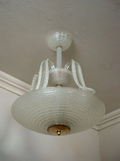 Lampadario vintage Art Déco in vetro di Murano attribuito a Seguso Vetri d'Arte anni '30 | Lo Stile Italiano