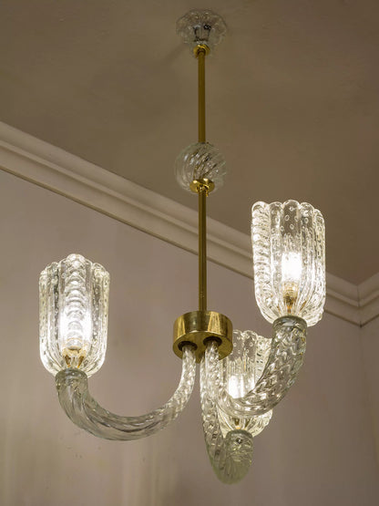 Lampadario Barovier & Toso in vetro di Murano, Italia 1930, 3 Luce | Lo Stile Italiano
