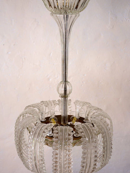 Lampadario con 12 foglie in vertro di Murano | Lo Stile Italiano
