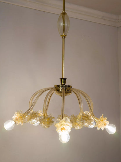 Lampadario  Vintage in vetro soffiato di Murano, 5 luci. | Lo Stile Italiano