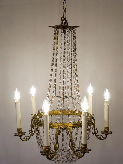 Lampadario Francese in Stile Impero dei primi anni '900, 6 luci